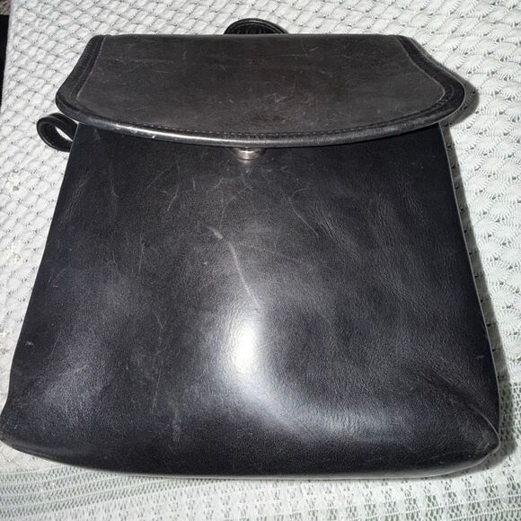 Vintage ASHTON USA Black Leather Mini Backpack | 90s Minimalist Made in USA - Picture 11 of 15